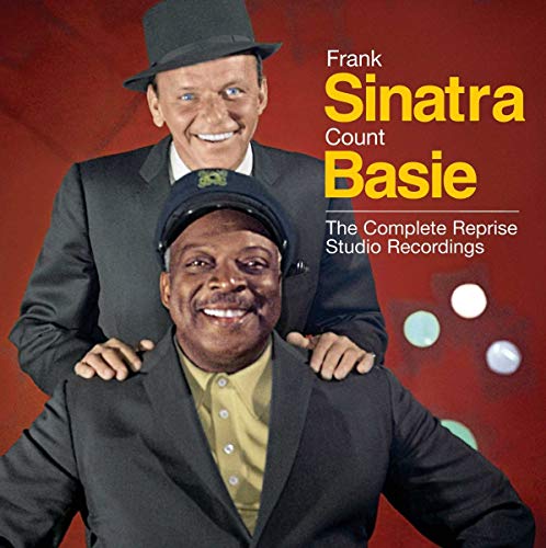 Frank Sinatra and Count Basie smiling together on a red background album cover.