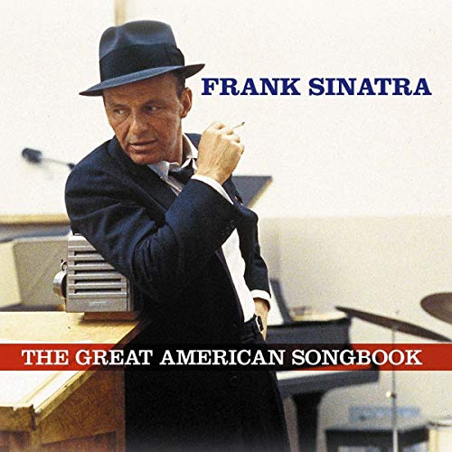 Frank Sinatra in a hat and suit, album cover for "The Great American Songbook".