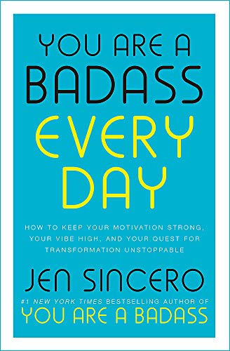 Book cover with blue background and yellow and black text by Jen Sincero.