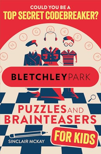 Book cover with illustrated figures and codebreaking theme, for children.