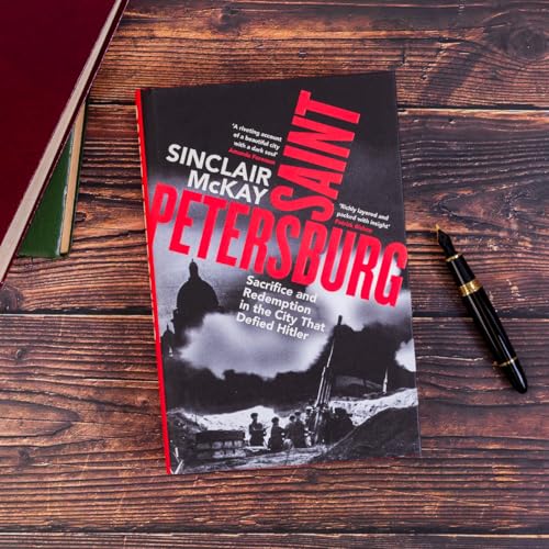 Book cover depicting a wartime scene and large red text: "Saint Petersburg".