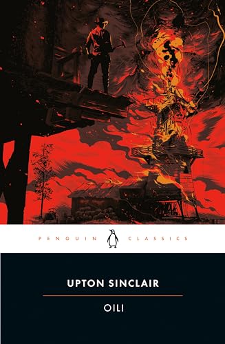 Book with black cover, white title, and orange accents, featuring Upton Sinclair's novel.