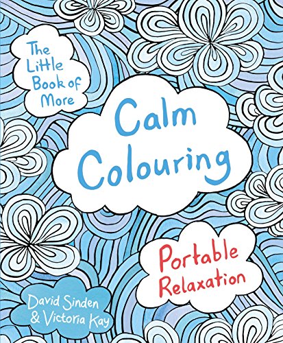 Book cover with blue floral designs and the title “Calm Colouring.”