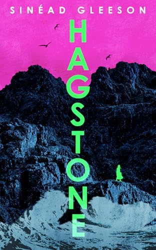 Book cover showing a dark rocky cliff, a small green figure, and pink sky.