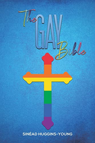 Book cover: "The Gay Bible" with a rainbow cross illustration.