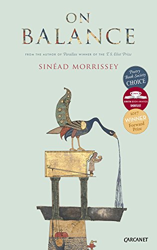 Book cover: "On Balance" by Sinéad Morrissey, featuring a peacock and well.
