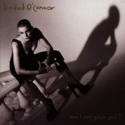 Sinead O’Connor album cover, black and white, portrait with shadow.