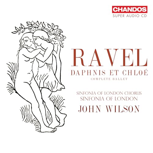 CD cover for Ravel’s “Daphnis et Chloé” ballet, line art of figures.