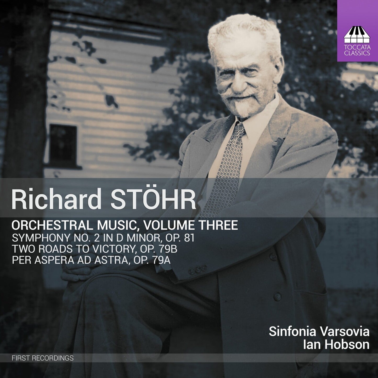 CD cover featuring portrait of composer Richard Stöhr seated outdoors.