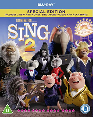 Sing 2" Blu-ray cover featuring animated animal characters in performance attire.