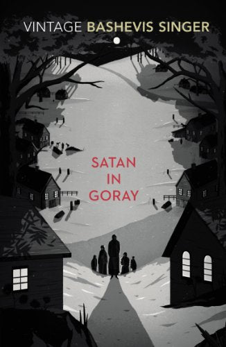 Book cover: "Satan in Goray" with a stark, illustrated village scene.