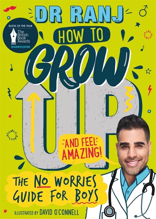 Book cover: "How to Grow Up and Feel Amazing!" for boys, with doctor.