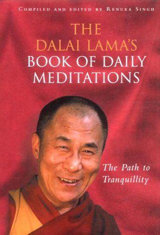 Book cover featuring a portrait of the Dalai Lama, red background.