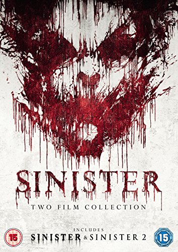 DVD cover for "Sinister" with a blood-splattered, ghostly figure.