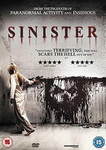 Sinister" DVD cover featuring a young girl and a shadowy, distorted face.