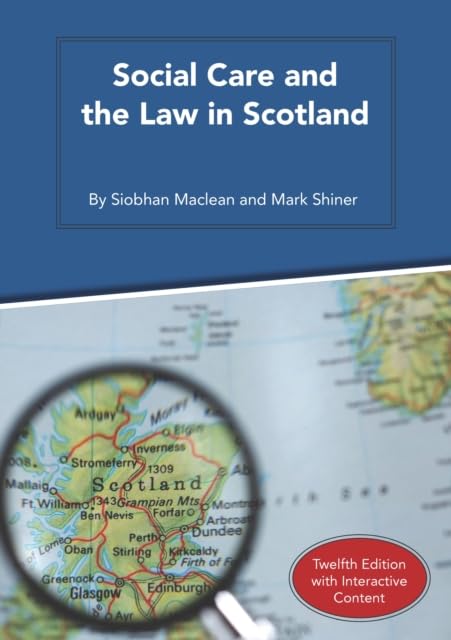 Book cover titled Social Care and the Law in Scotland featuring a magnifying glass.