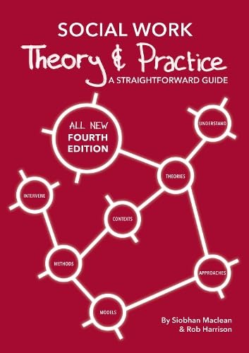 Book cover for Social Work Theory and Practice with a red background and network diagram.