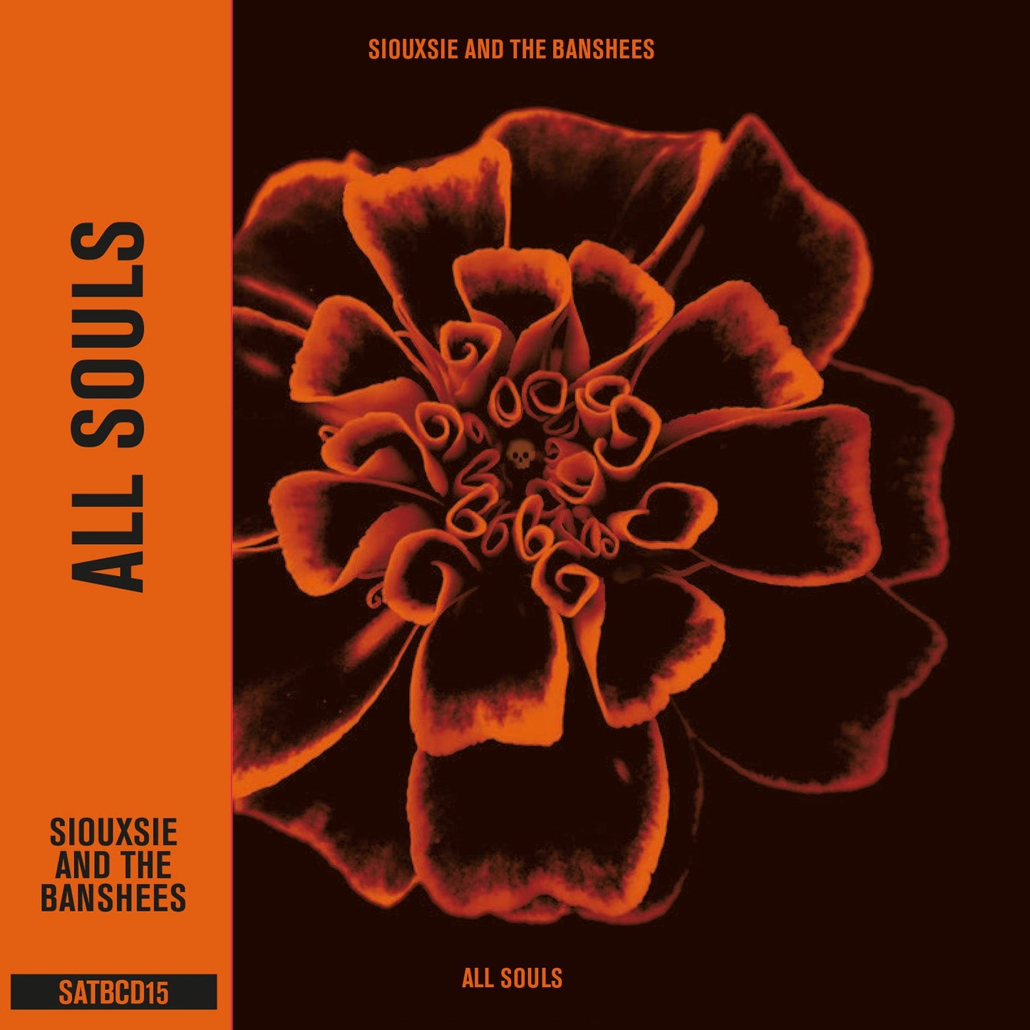 Album cover with an orange flower on a dark background and text All Souls.