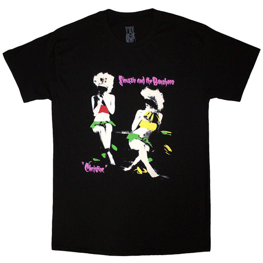 Black unisex t-shirt featuring a graphic of Siouxsie and the Banshees Christine artwork.