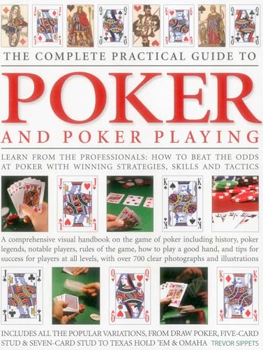 Book cover titled The Complete Practical Guide to Poker with playing cards and chips.