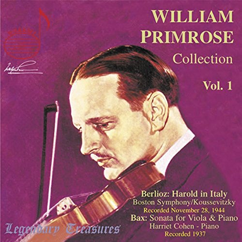CD cover featuring a portrait of violinist William Primrose, purple background.