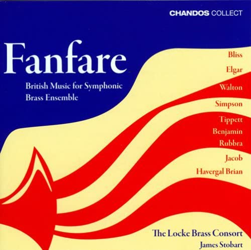 CD cover: “Fanfare” – British brass ensemble music, red and gold design.