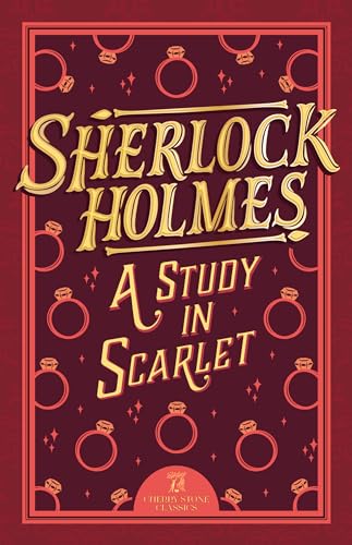 Book cover of Sherlock Holmes: A Study in Scarlet with gold text on maroon background.