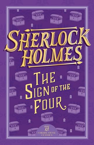 Book cover for Sherlock Holmes: The Sign of the Four with purple patterned background.