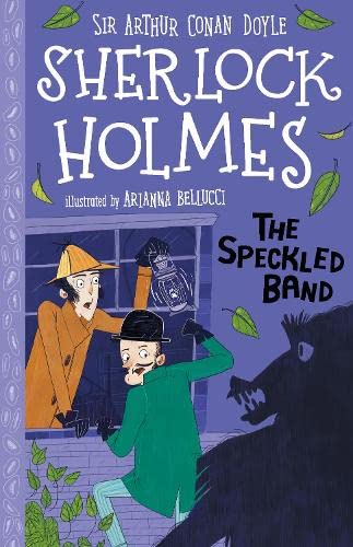 Sherlock Holmes book cover with illustrated characters and a shadowy snake.
