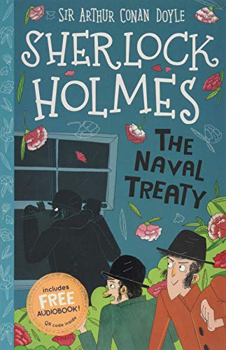 Sherlock Holmes book cover with illustrated detectives and a shadowy figure.