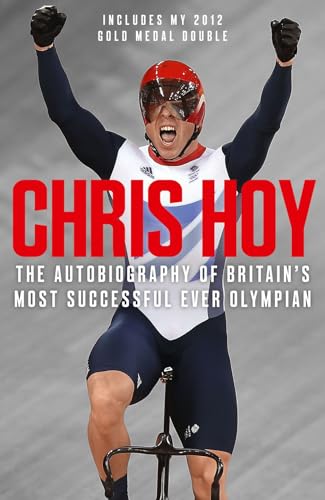 Book cover featuring cyclist Chris Hoy in racing gear, arms raised in victory.