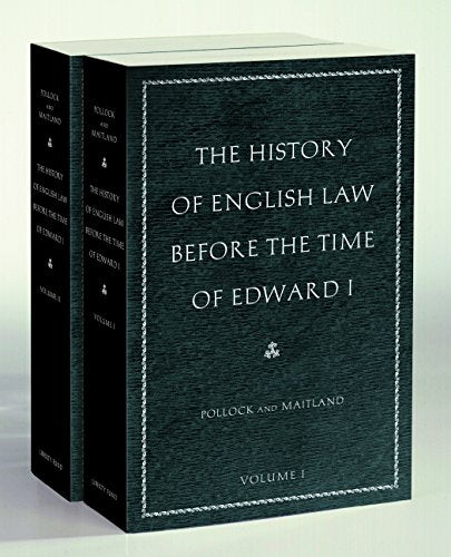 Dark green book with white text, titled The History of English Law Before Edward I.