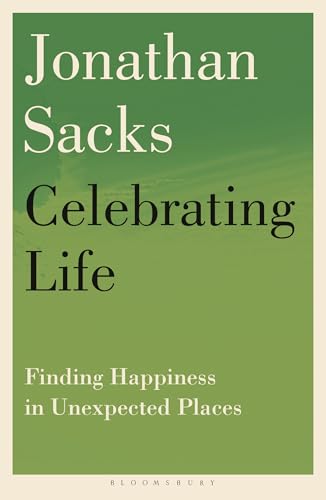 Book cover: "Celebrating Life" by Jonathan Sacks, green background.