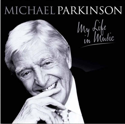 Black and white portrait of Sir Michael Parkinson with album title.