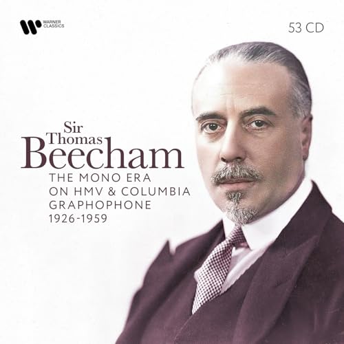 Portrait of Sir Thomas Beecham on a music box set cover.