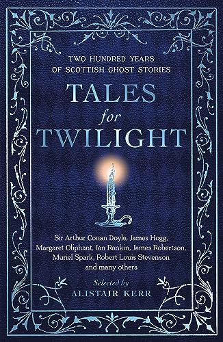 Dark blue book cover with ornate silver frame and a burning candle.
