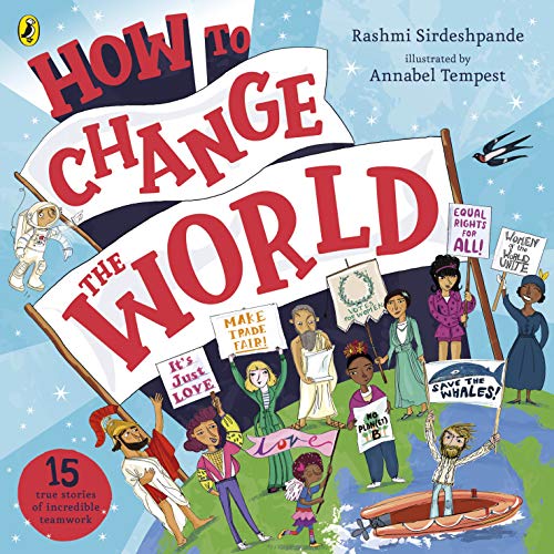 Book cover with illustrated figures holding banners advocating for social justice.