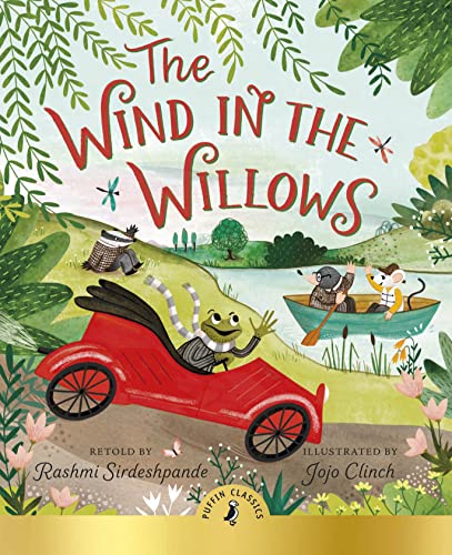 Book cover of "The Wind In The Willows" with animal characters in scenes.