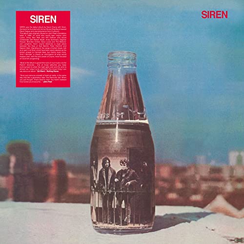 Red album cover featuring a glass bottle with figures inside.