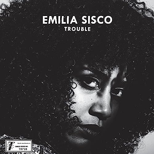 Black and white close-up portrait of Emilia Sisco for the album Trouble.