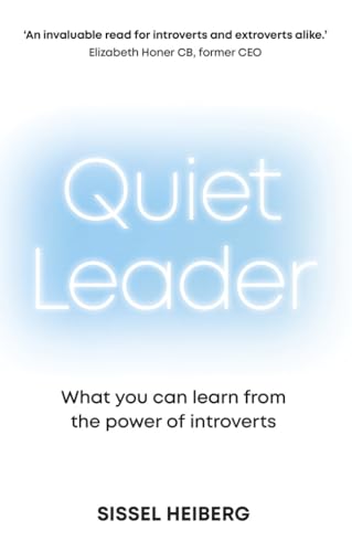 Book cover titled Quiet Leader with glowing blue text on a white background.