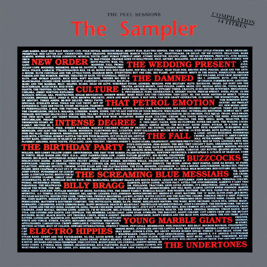 Vinyl record cover for Sisters Of Mercy’s Peel Sessions compilation, listing song titles.