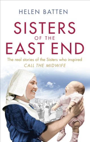 Book cover: nurse with baby, historical London, text “Sisters of the East End”.