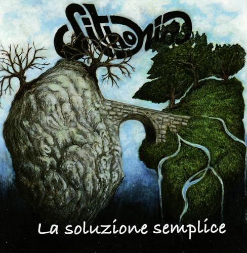 CD cover art: floating island with trees, bridge, and water.