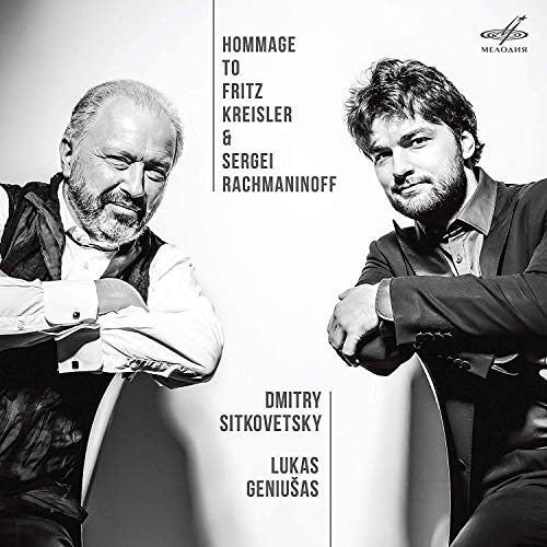 Black and white portrait of musicians Dmitry Sitkovetsky and Lukas Geniušas on CD cover.