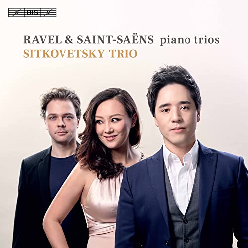 CD cover featuring the Sitkovetsky Trio, three classically-dressed musicians.