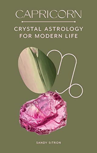 Book cover for “Capricorn: Crystal Astrology” with crystals and zodiac symbol.