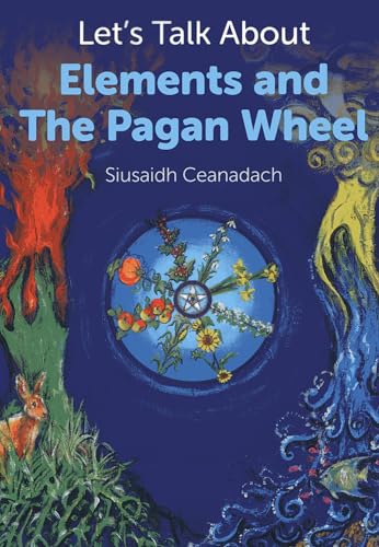 Book cover with fire, water, earth imagery and a central floral wheel.