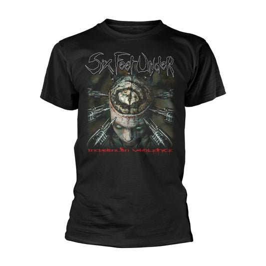 Black t-shirt with a horror-themed graphic and band logo.