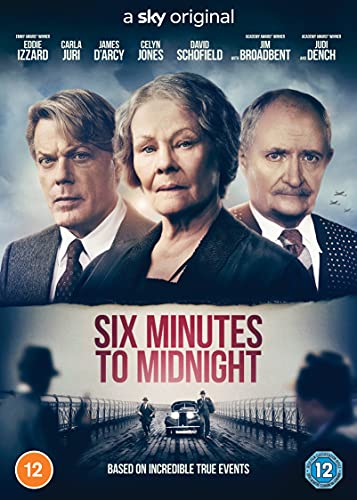 DVD cover for "Six Minutes To Midnight" featuring three actors and a wartime scene.